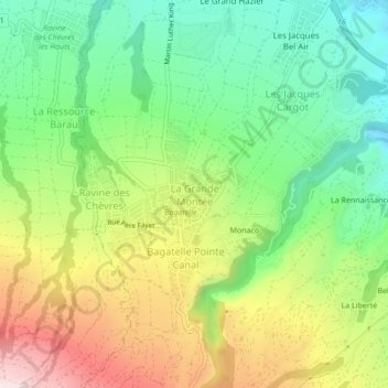 Carte topographique La Grande Montée, altitude, relief