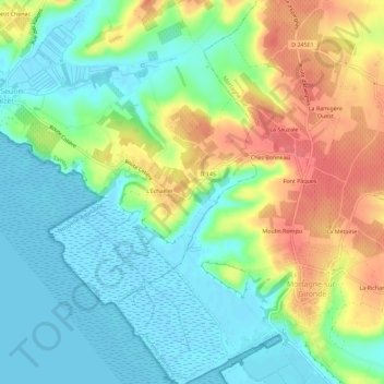 Carte topographique Les Ouches, altitude, relief