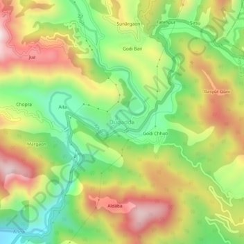 Carte topographique Dugadda, altitude, relief