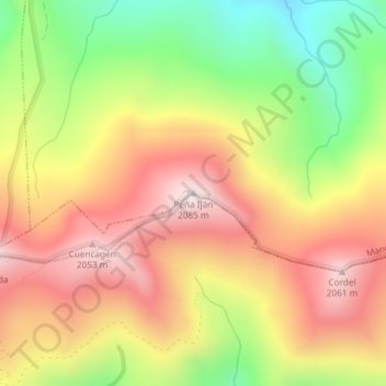 Carte topographique Peña Iján, altitude, relief