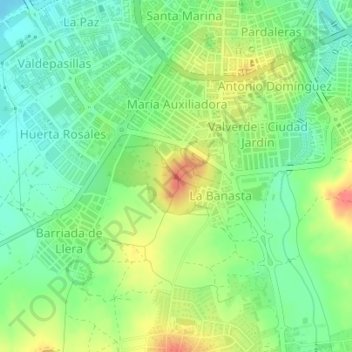 Carte topographique Cerro del Viento, altitude, relief