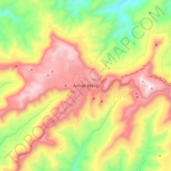 Carte topographique Amde Werq, altitude, relief
