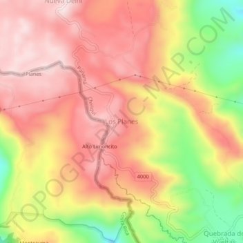 Carte topographique Los Planes, altitude, relief