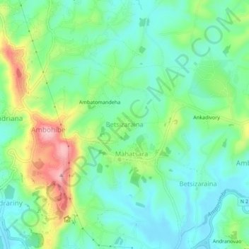Carte topographique Betsizaraina, altitude, relief
