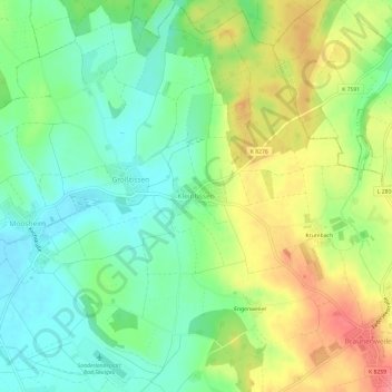 Carte topographique Kleintissen, altitude, relief