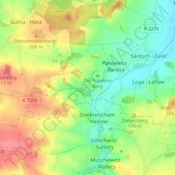 Carte topographique Weidlitz, altitude, relief