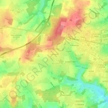 Carte topographique La Bruyère, altitude, relief