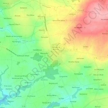 Carte topographique Le Bourg, altitude, relief