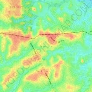 Carte topographique Bessengue, altitude, relief