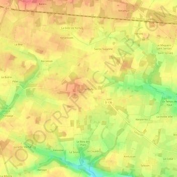Carte topographique Le Quily, altitude, relief