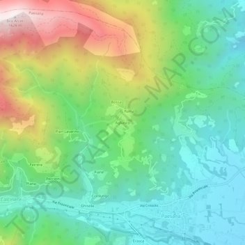 Carte topographique Agliasco, altitude, relief