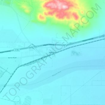 Carte topographique Yermo, altitude, relief