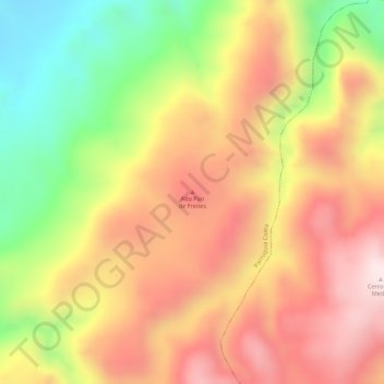 Carte topographique Alto Pan de Freites, altitude, relief