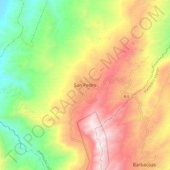 Carte topographique San Pedro, altitude, relief