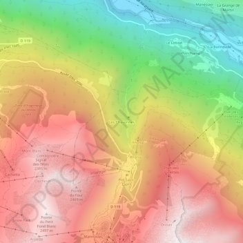 Carte topographique Les Chavonnes, altitude, relief
