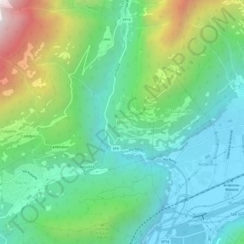 Carte topographique Biolo, altitude, relief