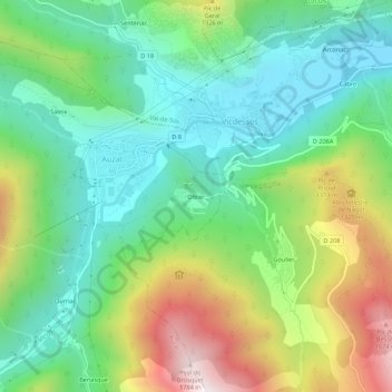 Carte topographique Olbier, altitude, relief