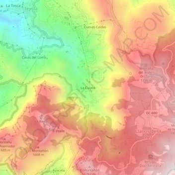 Carte topographique La Culata, altitude, relief