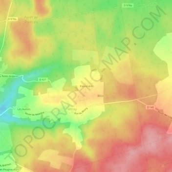 Carte topographique Palonnière, altitude, relief