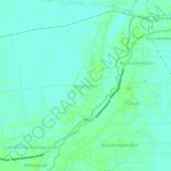 Carte topographique Keezhaiyur, altitude, relief