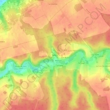 Carte topographique Mazeure, altitude, relief
