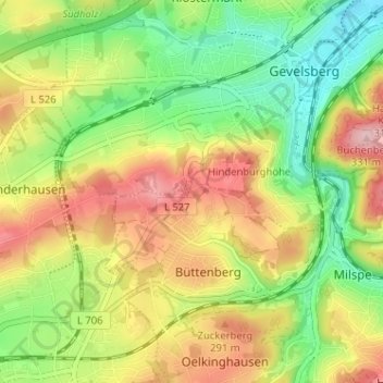 Carte topographique Hilgenplatz, altitude, relief