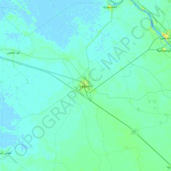 Carte topographique Damanhour, altitude, relief