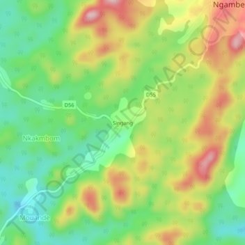 Carte topographique Singang, altitude, relief