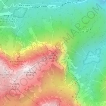 Carte topographique Hoher Spielberg, altitude, relief