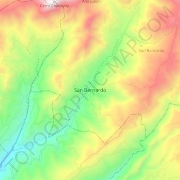 Carte topographique San Bernardo, altitude, relief