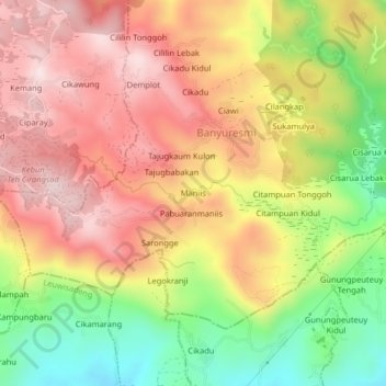 Carte topographique Maniis, altitude, relief