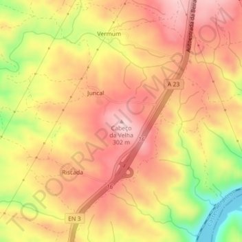 Carte topographique Cabeço da Velha, altitude, relief