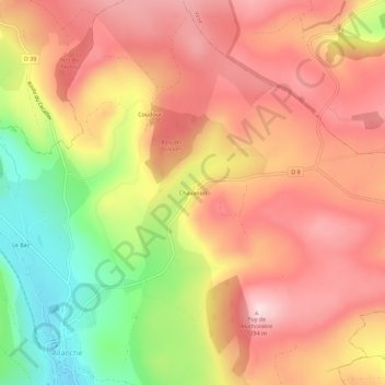 Carte topographique Chavanon, altitude, relief