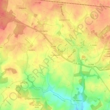 Carte topographique La Coussaie, altitude, relief
