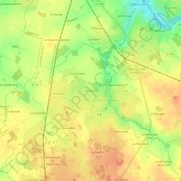 Carte topographique Les Portes, altitude, relief