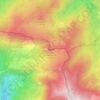 Carte topographique Groppo del Vescovo, altitude, relief