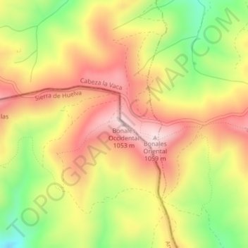 Carte topographique Bonales Occidental, altitude, relief