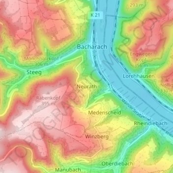 Carte topographique Neurath, altitude, relief