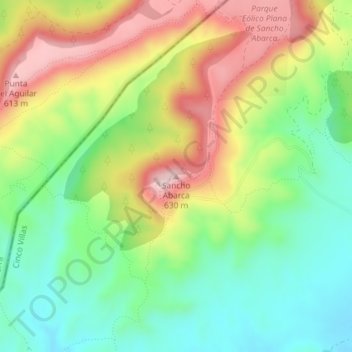 Carte topographique Sancho Abarca, altitude, relief