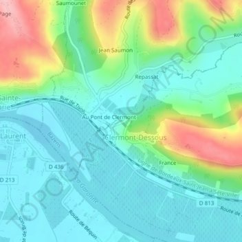 Carte topographique Pont de Clermont, altitude, relief