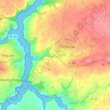 Carte topographique Kergroas, altitude, relief