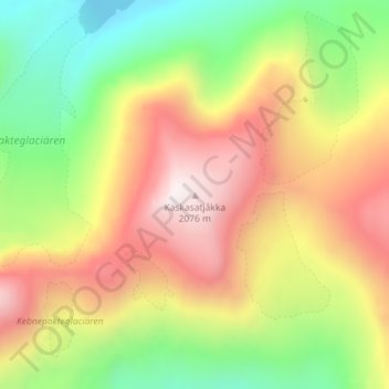 Carte topographique Kaskasatjåkka, altitude, relief