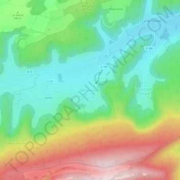 Carte topographique Rémondans, altitude, relief
