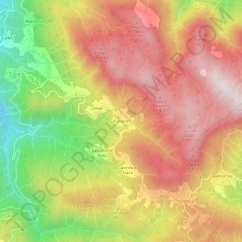 Carte topographique Prataccio, altitude, relief