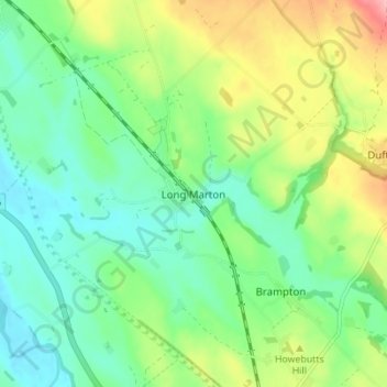 Carte topographique Long Marton, altitude, relief