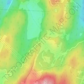 Carte topographique Col de Cuvéry, altitude, relief