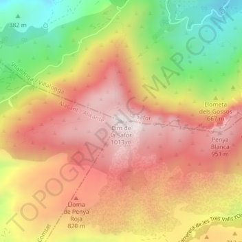 Carte topographique Cim de la Safor, altitude, relief