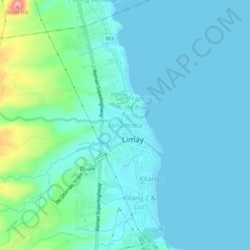 Carte topographique Reformista, altitude, relief