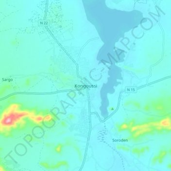Carte topographique Kongoussi, altitude, relief