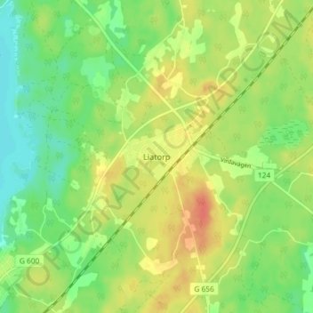 Carte topographique Liatorp, altitude, relief